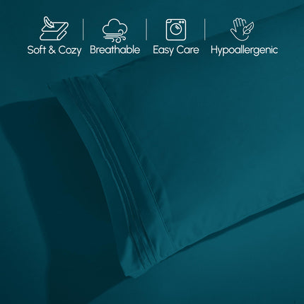 Elegant Comfort 4-Piece Bed Sheet Set - Luxury Bedding 1500 Premium Hotel Quality Microfiber, All Around Elastic 18-24 Inches Deep Fitted Sheet- Extra Deep Pocket Sheets, King, Marine Teal