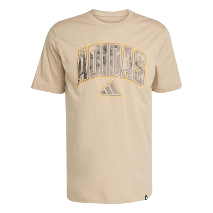 adidas Men's Camouflage Graphic T-Shirt, Warm Sandstone/Script, Large Tall