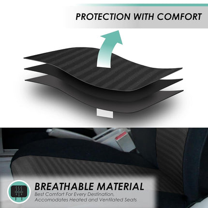 FH GROUP FH-FB060217 Fundas de Asiento de Coche de Tres Filas Trendy Elegance con 7 Reposacabezas, Compatibles con Airbag y Asiento Trasero Dividido, Color Negro Sólido - Se Adapta a la Mayoría de Coches, Camionetas, SUV o Furgonetas
