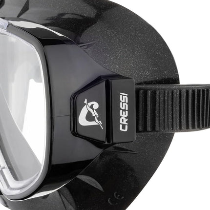 Cressi Single Lens Mask & Snorkel Set - Tempered Glass Diving Mask - Snorkel Set Adults for Pools & Sea - Quick-Adjust Buckles for Scuba Diving Equipment - Black / Black - Single Mask