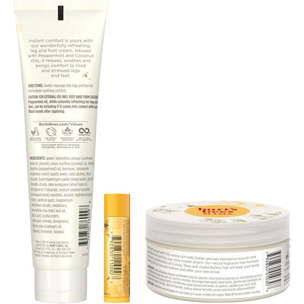 Burts Bees Set de Regalo Mama Bee con Lata, 3 Productos para el Cuidado de la Piel durante el Embarazo - Crema para Piernas y Pies, Manteca para el Vientre y Bálsamo Labial Original de Cera de Abejas