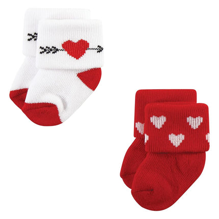 Hudson Baby Baby Girls' Holiday Newborn Terry Socks, Valentine Easter, 6-12 Months