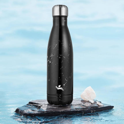 Konokyo Insulated Water Bottles,17oz Double Wall Stainless Steel Vacumm Metal Flask for Sports Travel,Marble-Midnight