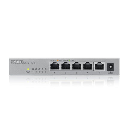 Zyxel 5-Port 2.5G Multi-Gigabit Unmanaged Switch for Home Entertainment or SOHO Network [MG-105]