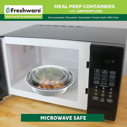 Freshware Meal Prep Containers [30 Pack] Bowls with Lids, Food Storage Bento Box | BPA Free | Stackable | Lunch Boxes, Microwave/Dishwasher/Freezer Safe, Portion Control, 21 day fix (28 oz)