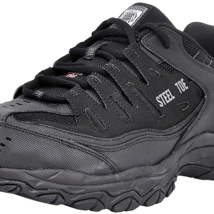 Skechers Men's Cankton Steel Toe Construction Shoe - Electrical Hazard Rated, Memory Foam, Black/Charcoal, 11.5