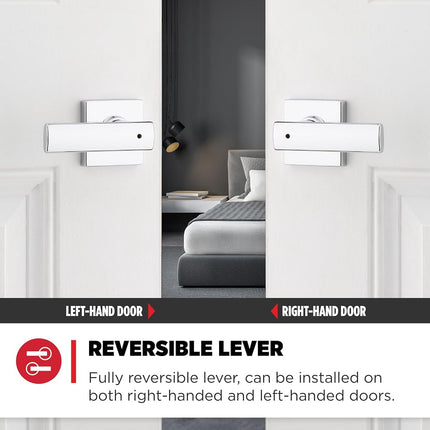 Kwikset Breton Privacy Door Lever for Bed and Bathroom Doors in Polished Chrome