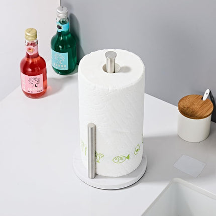 Brushed Nickel Paper Towel Holder,Stainless Steel Paper Towel Holder for Kitchen Roll Organize, Standard or Jumbo-Sized Roll Paper, Countertop Roll Dispenser with Marble Base