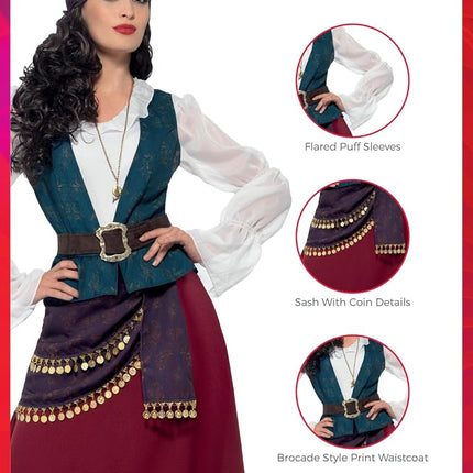 Smiffys Womens/Ladies Deluxe Buccaneer Beauty Pirate Costume Set (XL) (Multicoloured)