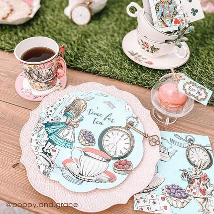 Talking Tables 12 x Blue Alice in Wonderland Small Plates Scalloped Edge Mad Hatter Tea Paper Plates Party Tableware Afternoon Tea Mother's Day Baby Shower Weddings 17cm