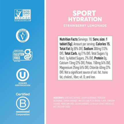 Nuun Sport: Electrolyte-Rich Sports Drink Tablets, Strawberry Lemonade, Box of 4 Tubes (40 servings), Sports Drink for Replenishment of Essential Electrolytes Lost Through Sweat