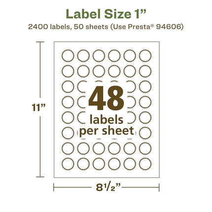 Avery EcoFriendly Matte White Recycled Starburst Labels, 1", Print-to-The-Edge, Matte White Labels, Permanent Adhesive, Laser/Inkjet Printable, 2,400 Total