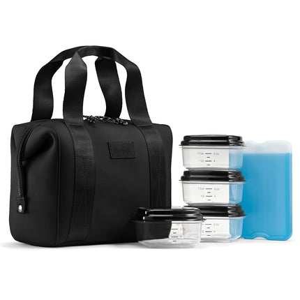 Sac à lunch en néoprène Fit & Fresh pour femme, sac à lunch isotherme pour femme pour le travail, grande boîte à lunch pour femme résistante aux déchirures et aux taches avec contenants et glaçon, sac à lunch Remi lavable en machine, noir