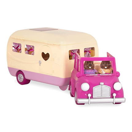 Li'l Woodzeez Happy Camper Dollhouse Playset, Pink Camper 40-Piece