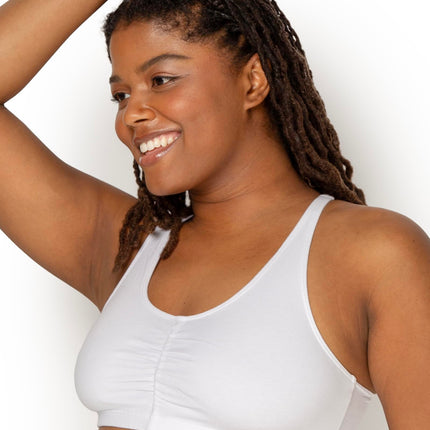 Fruit of the Loom Women's Adjustable Shirred Front Racerback Sports Bra Multi Packs, Heather Grey/White/Black/Heather Grey/White/Black 6-Pack, 32