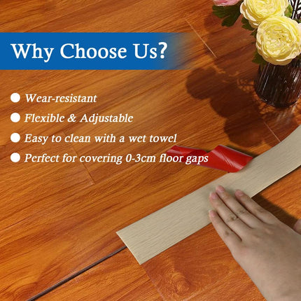 Floor Transition Strip Self Adhesive Flooring Transitions Laminate Cover Vinyl Flat Divider Elegant Wood Grain Design (7.6cm, 10Ft, Beige)