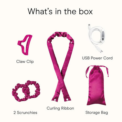 Conair 2-in-1 Heat & Heatless Hair Curler - Heat/Heatless Curling Set Includes Satin Curling Ribbon, Claw Clip, 2 Scrunchies, USB Cord, and Satin Pouch