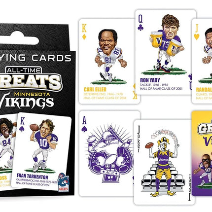 Naipes MasterPieces - Naipes Minnesota Vikings All-Time Greats - Baraja de Naipes con Licencia Oficial para Adultos, Niños y Familia