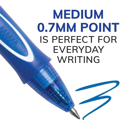 BIC Gel-Ocity Quick Dry Gel Pens, Medium Point Retractable (0.7mm), Blue Ink Gel Pen, 12-Count, Pack of 18