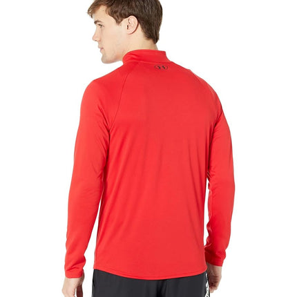Under Armour Camiseta de manga larga con media cremallera y sudadera Tech 2.0 para hombre, rojo (602)/negro, L alta