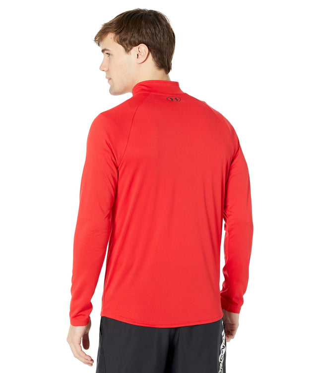 Under Armour Camiseta de manga larga con media cremallera y sudadera Tech 2.0 para hombre, rojo (602)/negro, L alta