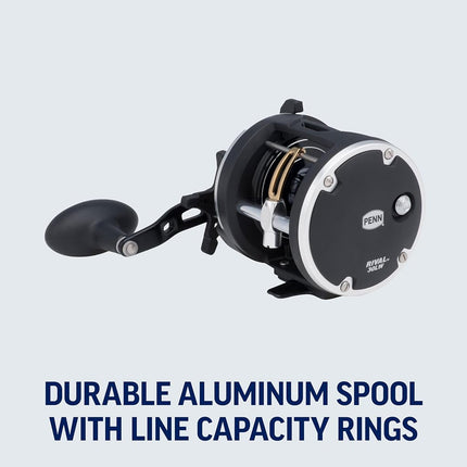 PENN Rival™ Level Wind, Fishing Reel, Conventional Reels, Sea - Boat and Kayak Fishing Reel - Heavy Duty Saltwater Reel for Cod, Bass, Flatfish, Rays, Tope, Pollack, Black/Silver, 20 | Right Hand