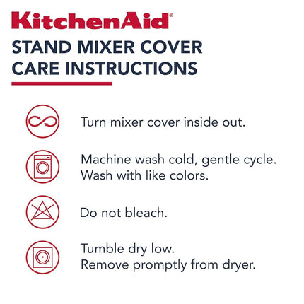 KITCHENAID Fitted Tilt-Head Solid Stand Mixer Cover with Storage Pocket, Quilted 100% Cotton, White, 14.4"x18"x10"