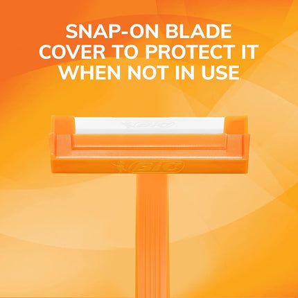 BIC Sensitive Disposable Razors for Men, Long-Lasting 1 Blade Razors for Sensitive Skin, 52 Count Shaving Razors Orange