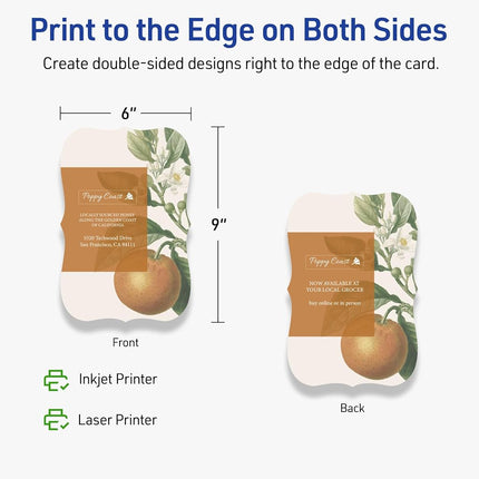 Avery Printable Rectangle Cards, Flourished Edges, Sure Feed Technology, 6" x 9", Matte White Cardstock, Print-to-the-Edge, Laser/Inkjet, 50 Total, Great for Postcards and Thank You Cards