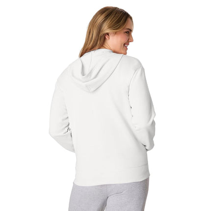 Hanes Women's, EcoSmart Fleece Full Hoodie, Zip-up Hooded Sweatshirt Warm Up or Track Jacket, White, Large