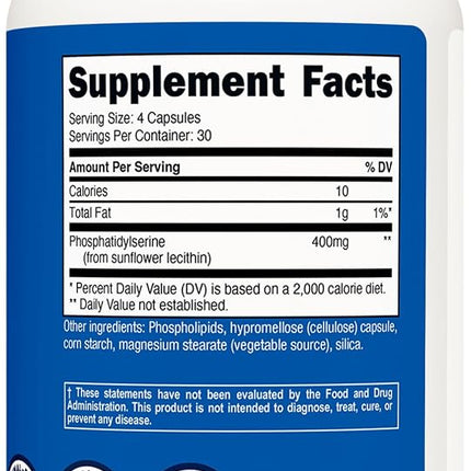 Nutricost Phosphatidylserine 400mg, 120 Capsules - Soy Free, 60 Servings, Vegetarian Friendly, Non-GMO, Gluten Free