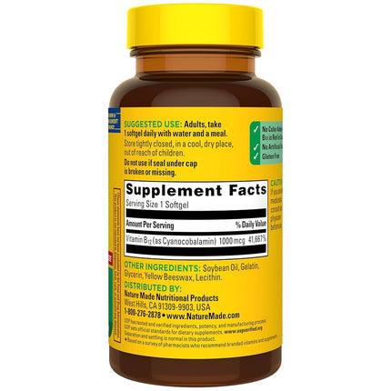 Nature Made Vitamin B12 1000 mcg. Softgels Value Size 150 Ct