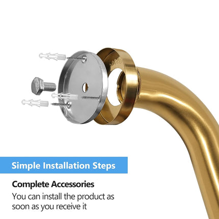 Rackickyer Shower Grab Bar, 2 Pack 39.4 Inch Gold Bathroom Grab Bar, 1.25" Diameter 304 Stainless Steel Anti-Slip Grab Bars for Bathtubs and Showers, Handicap Shower Grab Bar for Seniors Elderly