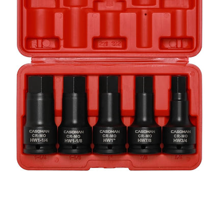 CASOMAN 3/4 Inch Drive Impact Hex Driver Set, 5-Pi