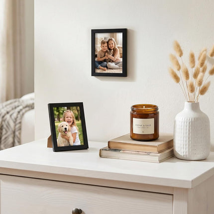 Americanflat 3x4 Picture Frame with Polished Crystal-Clear Glass - Streamline Collection - Thin Border Photo Frame for Tabletop Display - Easel Stand Included - Black