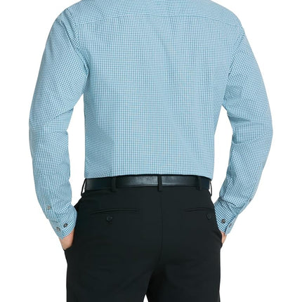 UNLISTED Kenneth Cole Men's Dress Shirt Slim Fit Checks and Stripes (Patterned), Lagoon, 15"-15.5" Neck 32"-33" Sleeve