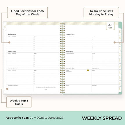 Blue Sky 2026-2027 Weekly & Monthly Academic Planner, 8.5"x11", Palms