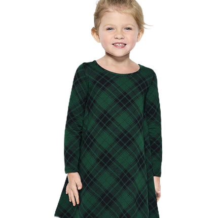The Children's Place Girls' One Size and Toddler Long Sleeve Fashion Dress, Green Plaid, 5T