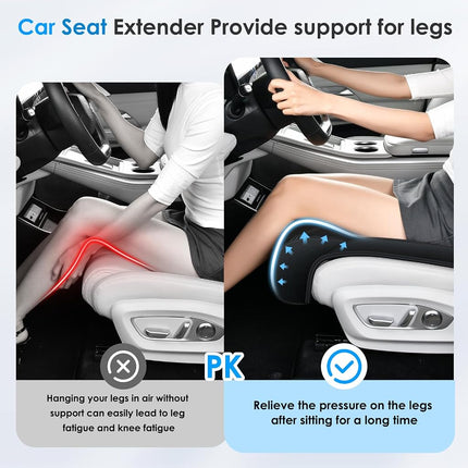 FLORICH Car Seat Extender Leg Support Cushion for Driver Seats Office Chair, Leather Memory Foam Widened seat Cushion for Long Drivers Universal Car Seat Cushion Legs Rest Pads-Black1