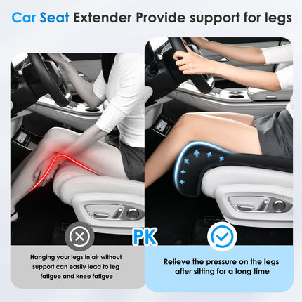 FLORICH Car Seat Extender Leg Support Cushion for Driver Seats Office Chair, Leather Memory Foam Widened seat Cushion for Long Drivers Universal Car Seat Cushion Legs Rest Pads-Black