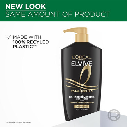 Visit the L'Oreal Paris Store L'Oreal Paris Elvive Total Repair 5 Repairing Shampoo and Conditioner for Damaged Hair Shampoo and Conditioner Set with Protein and Ceramide 1 kit