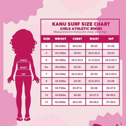 Kanu Surf Maillot de bain bikini athlétique de sport de plage Tanya UPF 50+ pour fille, Bobby Fuschia, 14