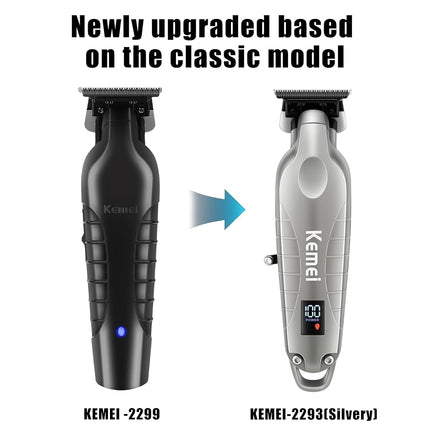KEMEI 2293 Cordless T-Blade Hair and Beard Trimmer for Men, Silver