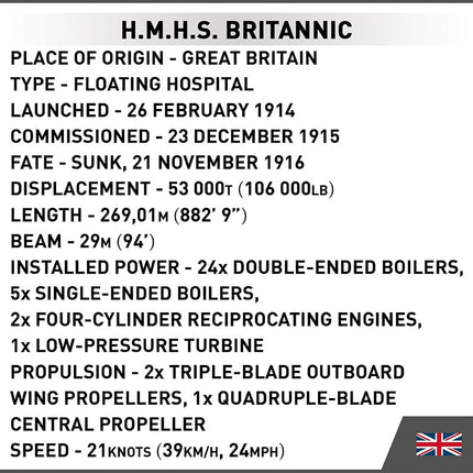 COBI HMHS BRITANNIC, Scale 1:700, 636 elements, Model with base