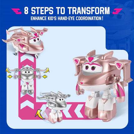 Super Wings YW780233 Transformation Plane Supercharged Golden Girl, Approx. 5 Inch Toy Figure for Children, Toy Plane and Robot Figure for 3+ Years Old Boys Girls