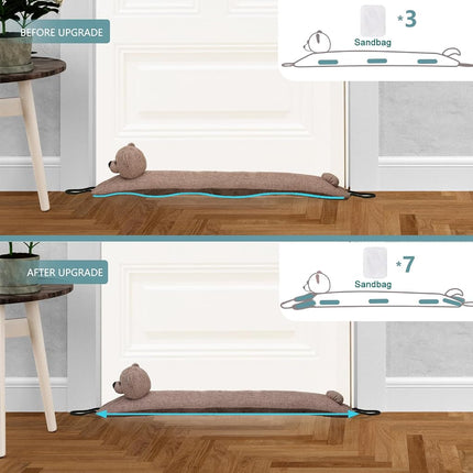 Marwood Bear Door Draft Stopper, 32 inch, 2.2lb, Polyester, Cute Bear, for Door & Window, Wind Stopper, Noise Blocker, with Hanging Loops