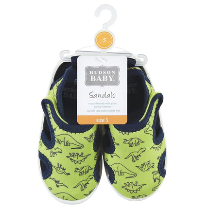 Hudson Baby Unisex-Baby Sandal and Water Shoe, Green Dinosaur, 8 Toddler