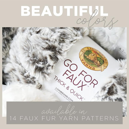 Lion Brand Yarn Go for Faux Thick & Quick, Super Bulky Faux Fur Yarn for Knitting, Crochet, and Crafts, Black Panther, 1 Pack
