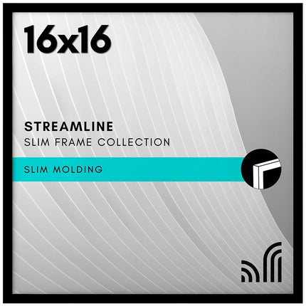 Americanflat 16x16 Picture Frame in Black - Thin Border Photo Frame with Plexiglass Cover and Hanging Hardware Included - Square Picture Frame for Wall