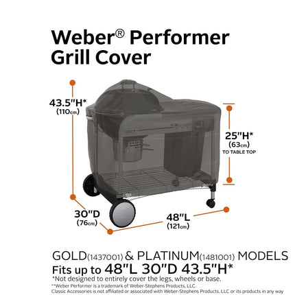 Classic Accessories 55-421-015101-EC Ravenna Grill Cover for The Weber Performer - Taupe